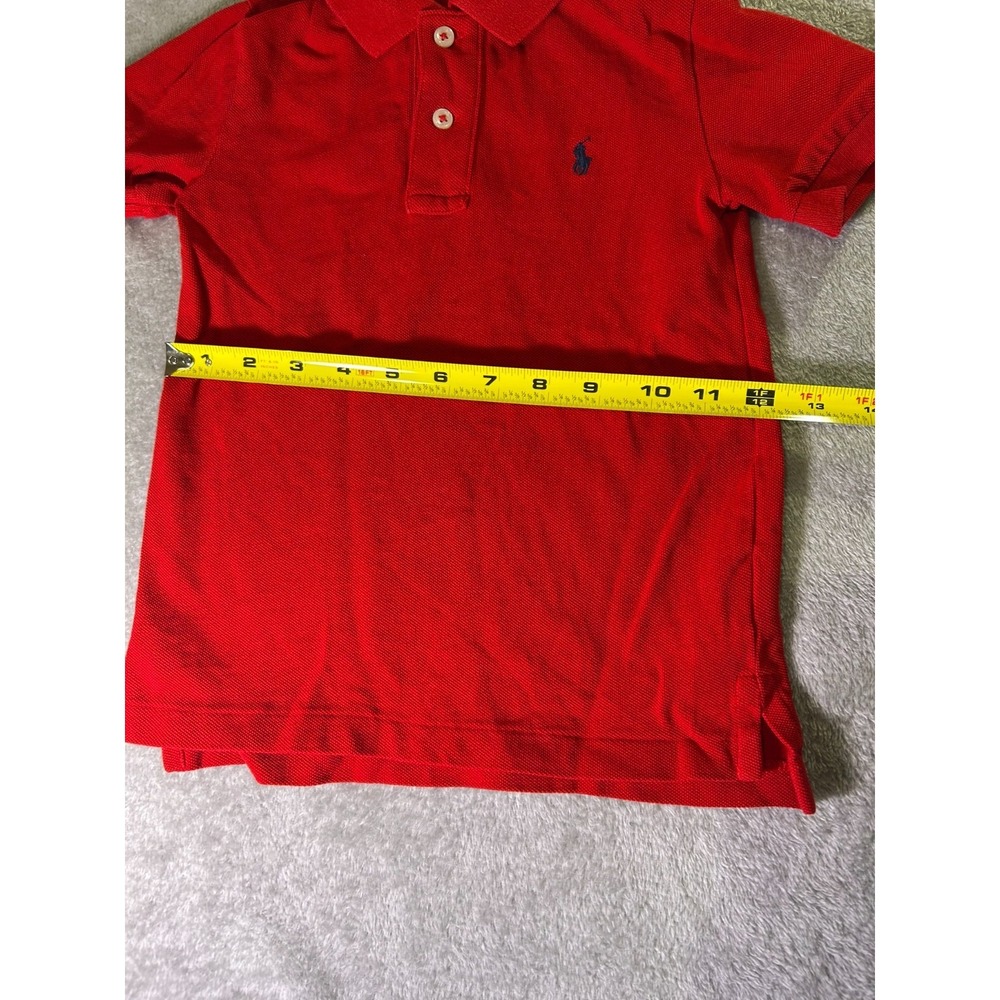 Polo Ralph Lauren Short Sleeve Polo Shirt Red Cotton  Boys 4T Logo Button - Picture 6 of 7